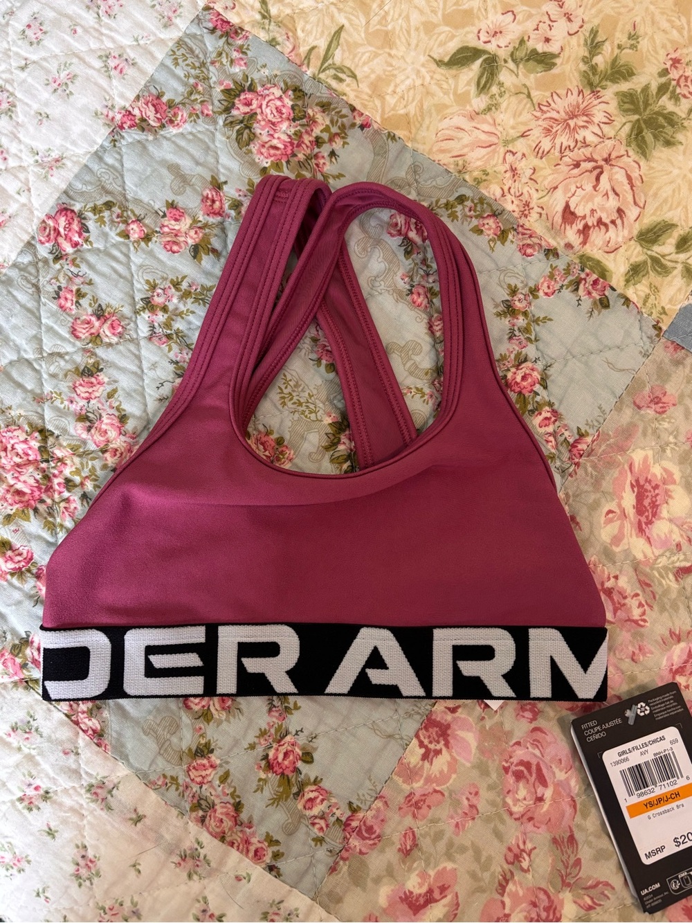 Under Armour Girls' Crossback Sports Bra  Sz YS. NWT